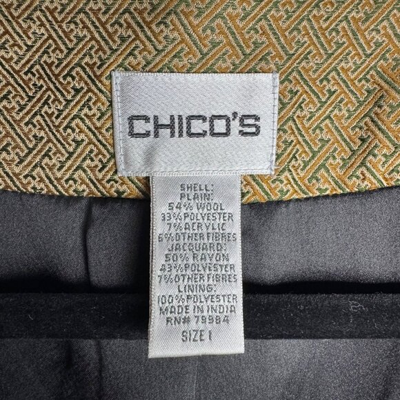 Chicos Size 1 (M/8) Women's Wool‎ Blend Vest Beaded Sequins Patchwork Artsy Boho - Picture 2 of 11